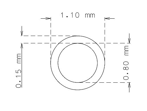 Tubo capilar de acero inoxidable de 1.1 mm x 0.15 mm Calidad 304 DURO