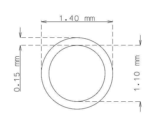 Tubo capilar en acero inoxidable de 1.4 mm x 0.15 mm Calidad 304 DURO