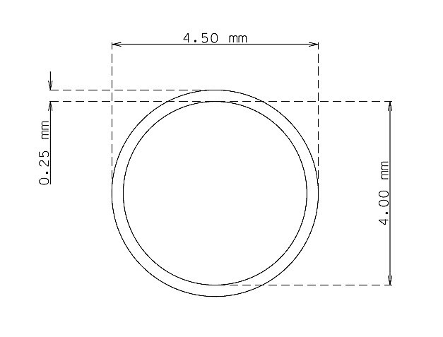 Tubo de 4.5 mm x 0.25 mm Calidad 304 DURO