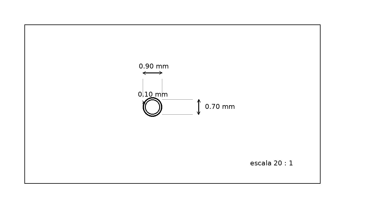 Tubo capilar de acero inoxidable de 0.9 mm x 0.10 mm Calidad 304 DURO
