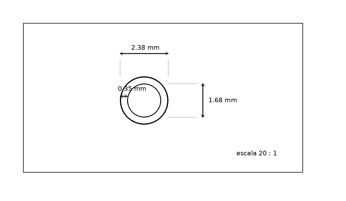 Tubo capilar de 2.38 mm x 0.35 mm Calidad 304 Duro