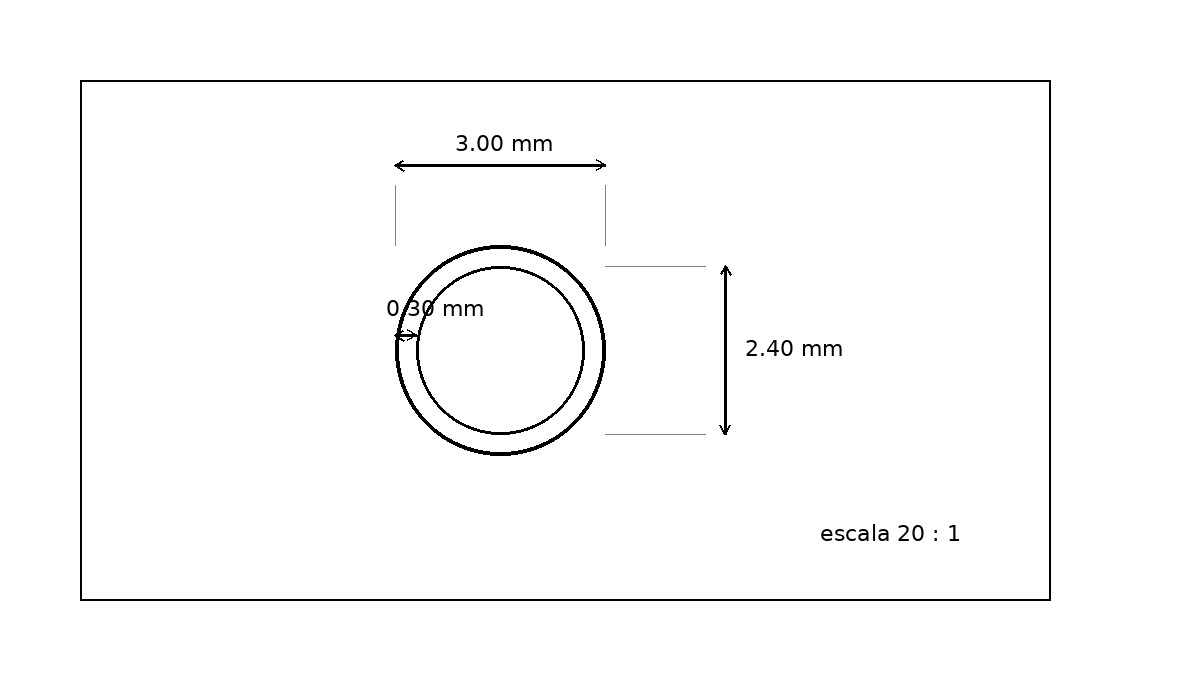 Tubo capilar de 3.0 mm x 0.30 mm Calidad 316 Duro
