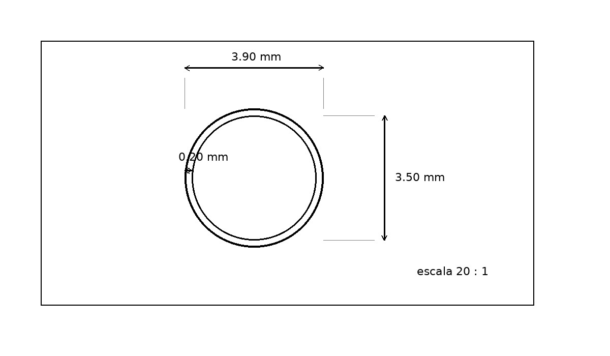Tubo capilar de 3.9 mm x 0.20 mm Calidad 304 Duro