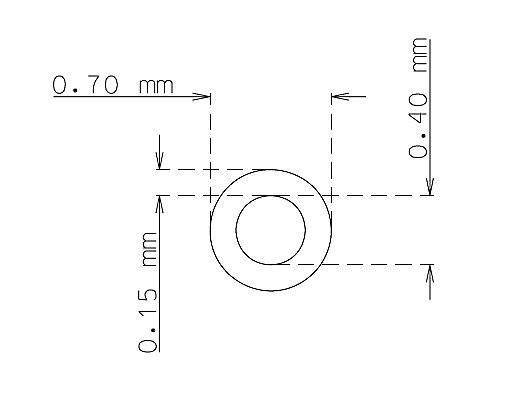 Microtubo en acero inoxidable de 0.7 mm x 0.15 mm Calidad 304 DURO