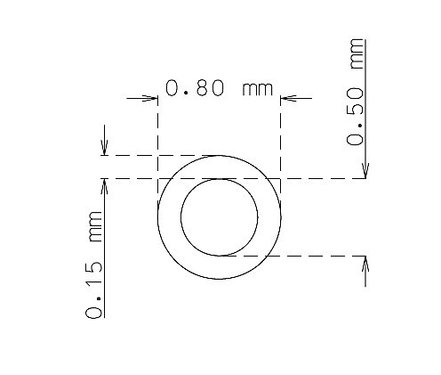 Tubo capilar en acero inoxidable de 0.8 mm x 0.15 mm Calidad 304 DURO