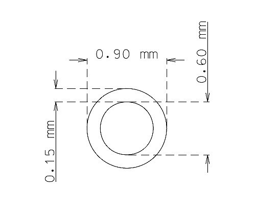 Tubo capilar de acero inoxidable de 0.9 mm x 0.15 mm Calidad 304 DURO