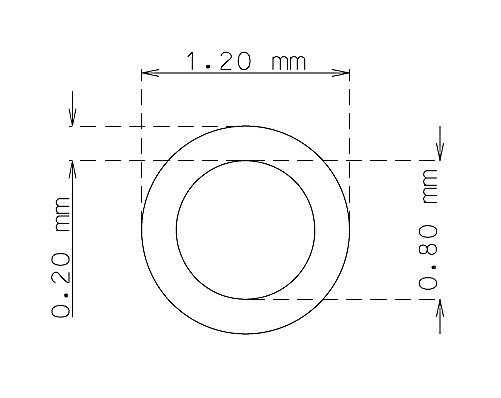 Tubo capilar en acero inoxidable de 1.2 mm x 0.20 mm Calidad 304 DURO