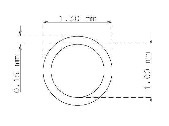 Tubo capilar en acero inoxidable de 1.3 mm x 0.15 mm Calidad 304 DURO