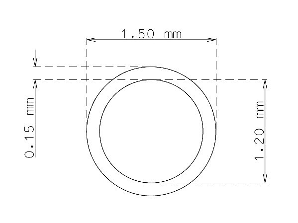 Tubo capilar en acero inoxidable de 1.5 mm x 0.15 mm Calidad 304 DURO