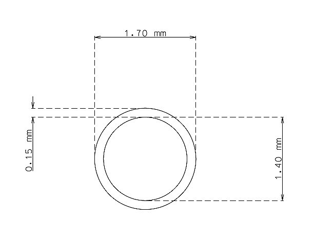 Tubo capilar en acero inoxidable de 1.7 mm x 0.15 mm Calidad 304 DURO