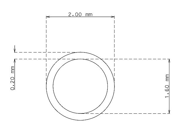 Tubo capilar de 2.0 mm x 0.20 mm Calidad 304 Duro