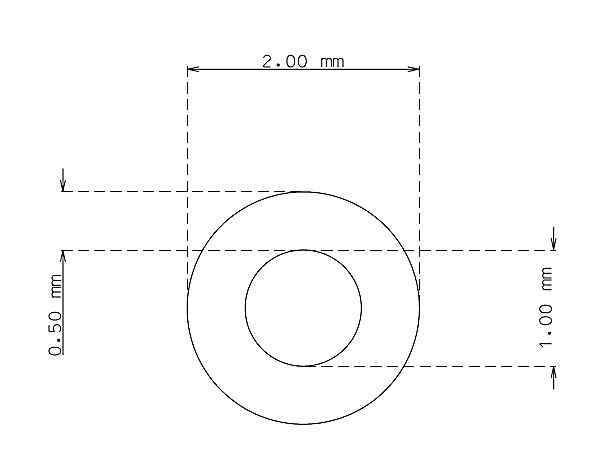 Tubo capilar de 2.0 mm x 0.50 mm Calidad 304 Duro