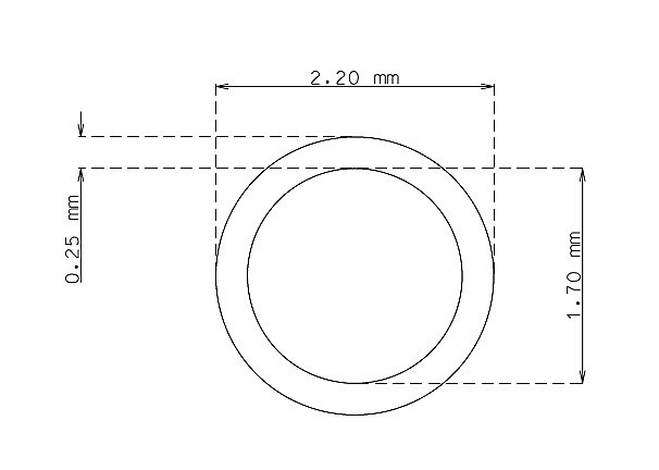 Tubo capilar de 2.2 mm x 0.25 mm Calidad 304 Duro