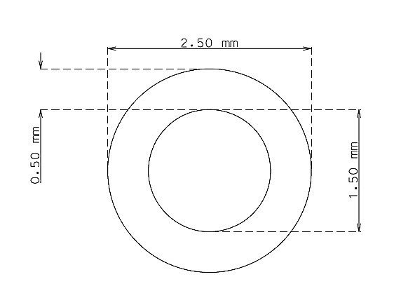 Tubo capilar de 2.5 mm x 0.50 mm Calidad 304 Duro