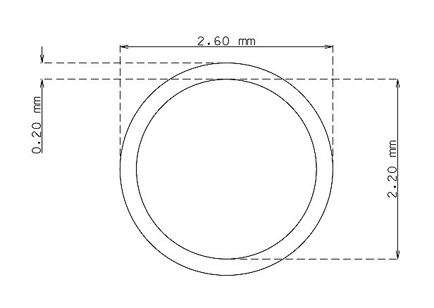 Tubo capilar de 2.6 mm x 0.20 mm Calidad 304 Duro