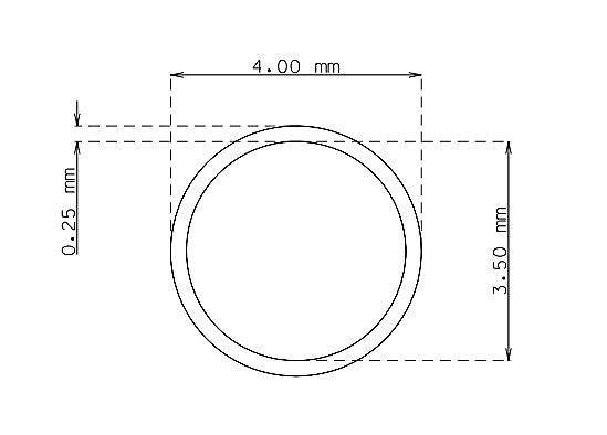 Tubo capilar de 4.0 mm x 0.25 mm Calidad 304 Duro