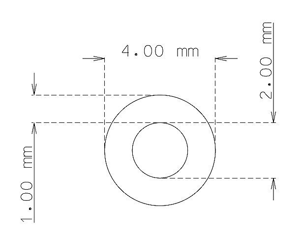 Tubo de 4.0 mm x 1.00 mm Calidad 316 DURO