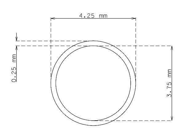 Tubo  de 4.25 mm x 0.25 mm Calidad 304 DURO