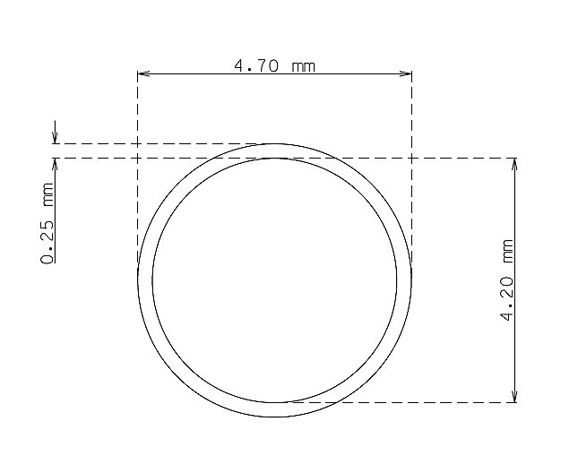 Tubo de precisión de 4.7 mm x 0.25 mm Calidad 304 DURO