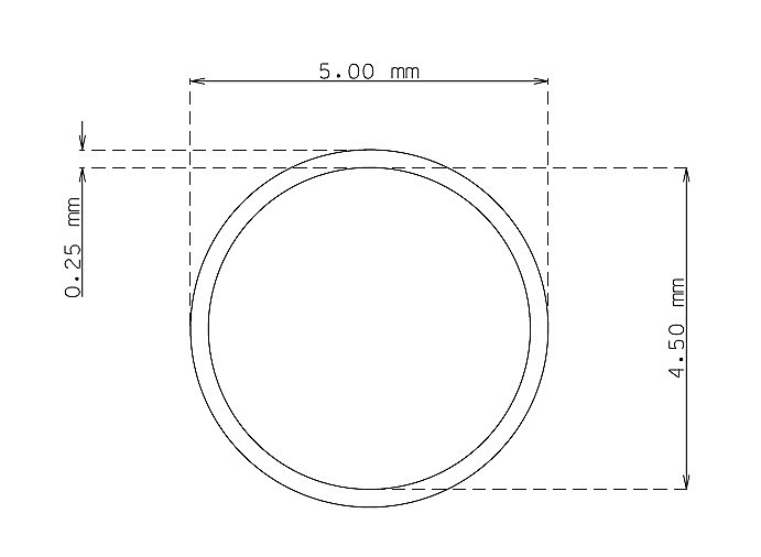 Tubo de 5.0 mm x 0.25 mm Calidad 304 DURO