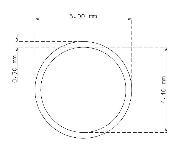 Tubo de 5.0 mm x 0.30 mm Calidad 304 DURO