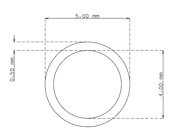 Tubo de precisión de 5.0 mm x 0.50 mm Calidad 316 Duro