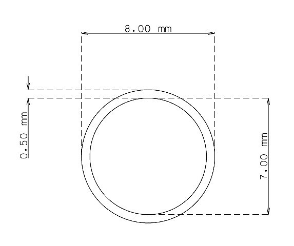 Tubo de 8.0 mm x 0.50 mm Calidad 304 Duro