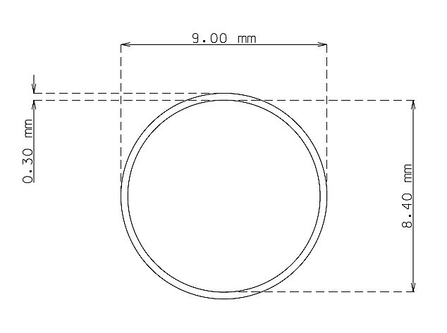 Tubo de precisión de 9.0 mm x 0.30 mm Calidad 304 Duro