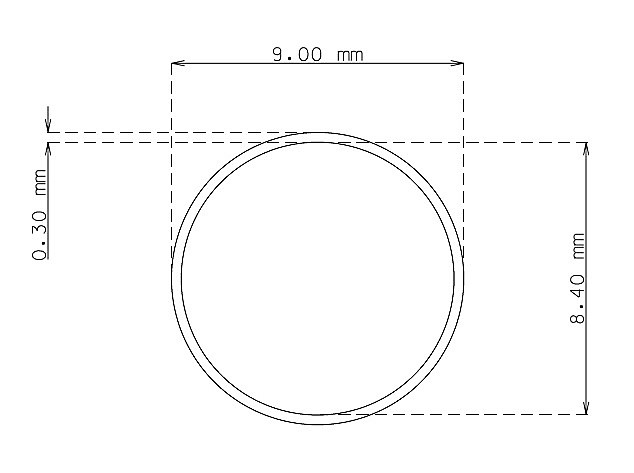 Tubo de 9.0 mm x 0.30 mm Calidad 304 Duro